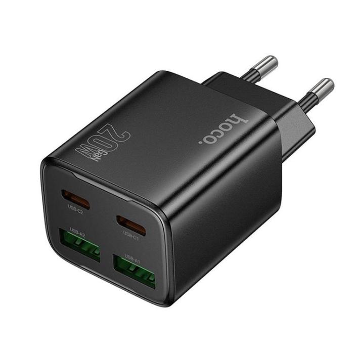 Hoco - Hoco Snabbladdare PD 20W 2xUSB-A 2xUSB-C QC3.0 3A N55 - Svart