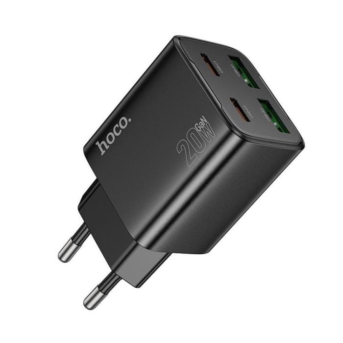Hoco - Hoco Snabbladdare PD 20W 2xUSB-A 2xUSB-C QC3.0 3A N55 - Svart