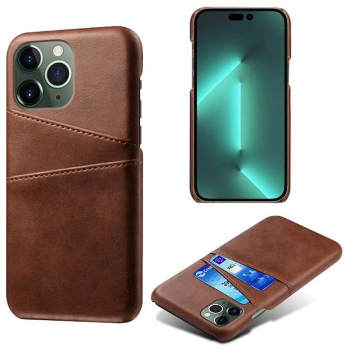 OEM - iPhone 15 Pro Max Mobilskal Korthållare PU-Läder - Brun