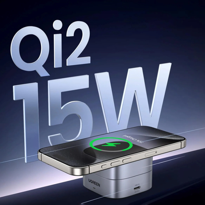 Ugreen - Ugreen 3-in-1 Trådlös Laddare Magsafe iPhone, Apple Watch, AirPods Qi2 - Svart