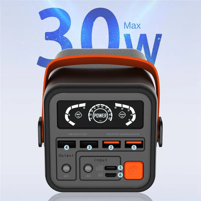 A-One Brand - Outdoor Powerbank 60000mAH 35W med LED Light - Grå