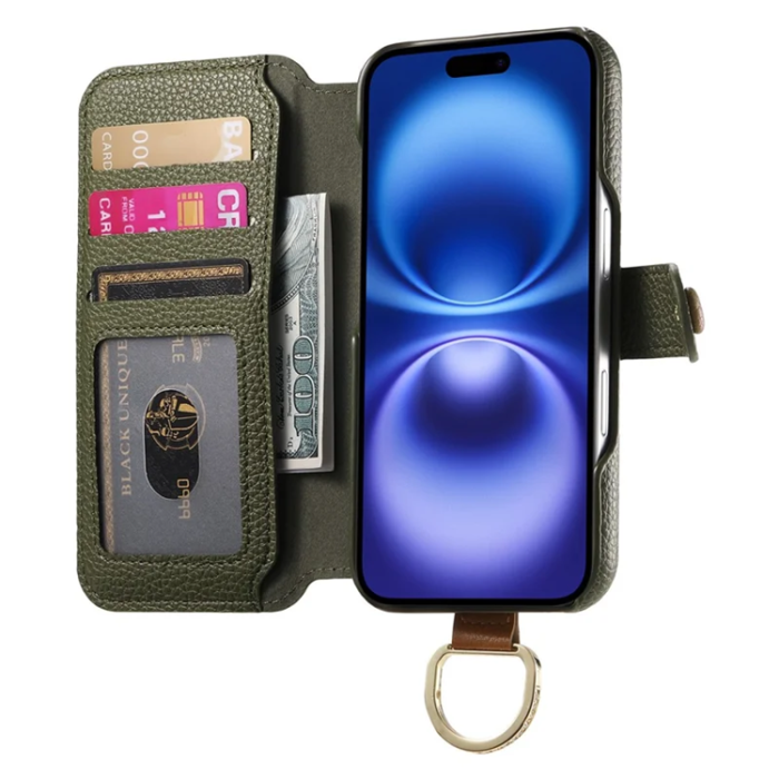 A-One Brand - iPhone 17 Pro Plånboksfodral RFID Blocking Zipper - Grön