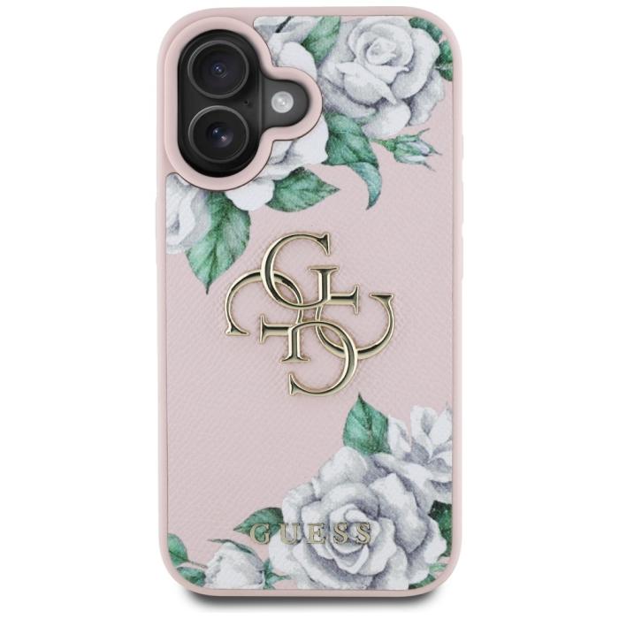 Guess - Guess iPhone 16 Mobilskal Grained Roses Big 4G logo - Rosa