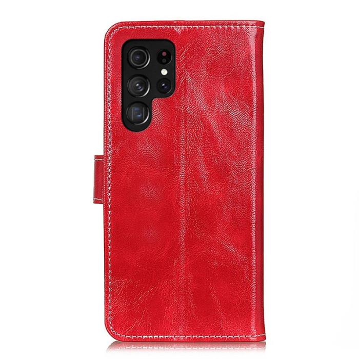 OEM - ABEEL Samsung Galaxy S26 Ultra Plånboksfodral Konstläder Crazy Horse - Röd