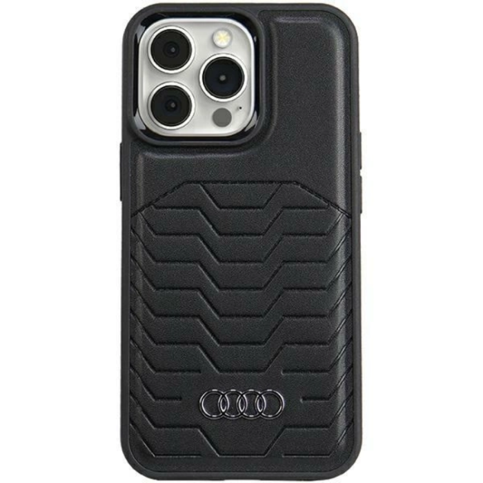 Audi - Audi iPhone 15 Pro Max Mobilskal Magsafe Syntetiskt Läder - Svart