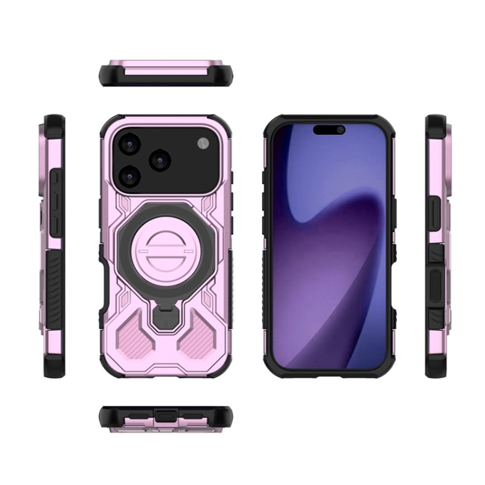 A-One Brand - iPhone 17 Pro Max Mobilskal Rotating Kickstand - Rosa