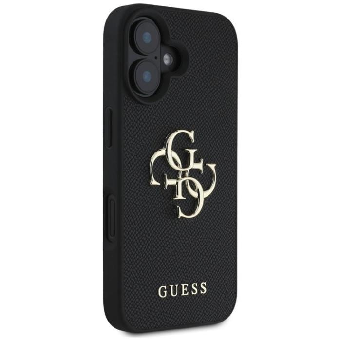 Guess - Guess iPhone 16 Mobilskal Grained Big 4G Small Classic Logo - Svart