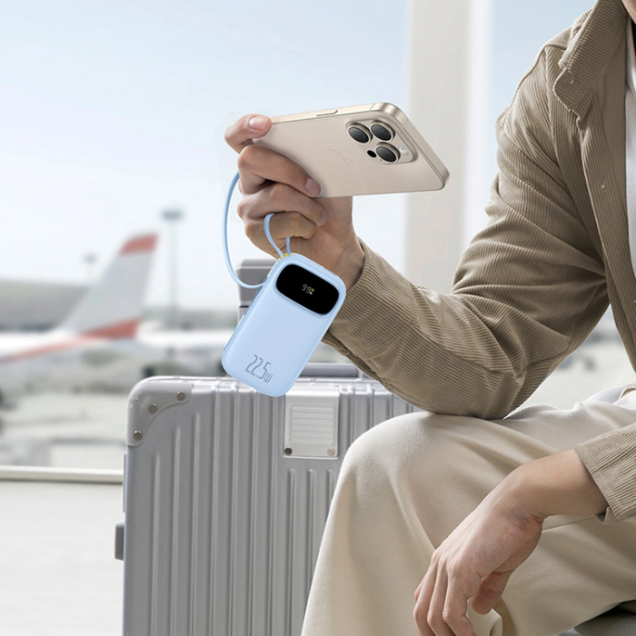 BASEUS - Baseus Powerbank 20000mAh med 2 Built-in kables 22.5W - Blå