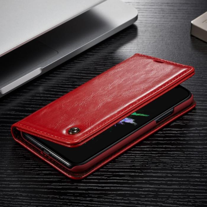 UTGATT4 - Caseme Oil Wax Plånboksfodral till Apple iPhone X - Röd