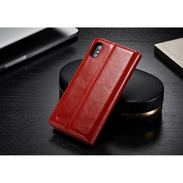 UTGATT4 - Caseme Oil Wax Plånboksfodral till Apple iPhone X - Röd