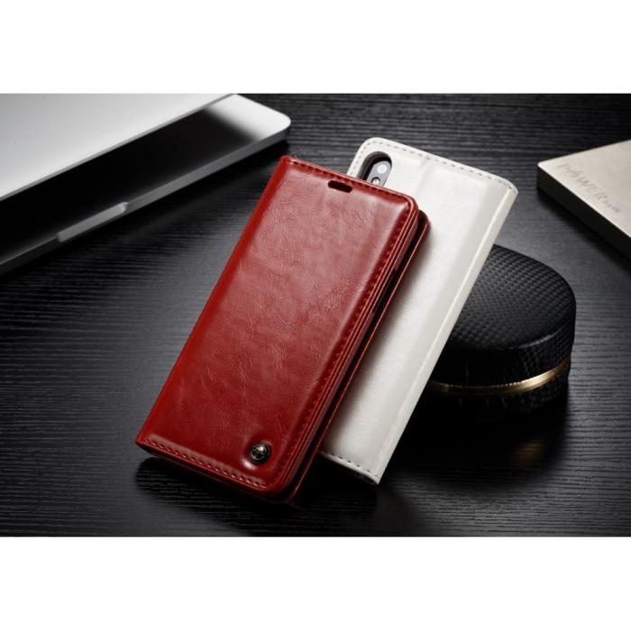 UTGATT4 - Caseme Oil Wax Plånboksfodral till Apple iPhone XS / X - Vit