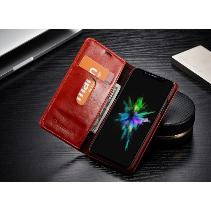 UTGATT4 - Caseme Oil Wax Plånboksfodral till Apple iPhone X - Röd