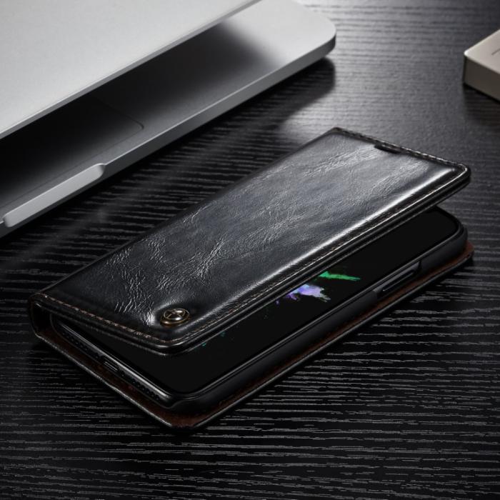 UTGATT4 - Caseme Oil Wax Plånboksfodral till Apple iPhone XS / X - Svart