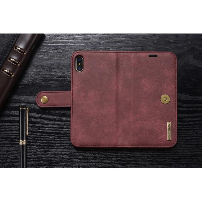 UTGATT1 - DG.MING 2 in 1 Split Plånboksfodral Apple iPhone XS / X - Röd