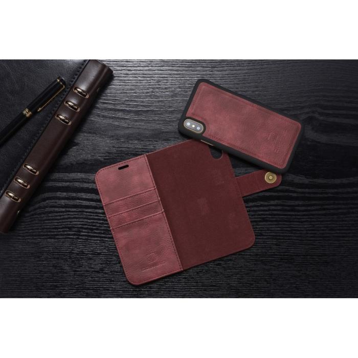 UTGATT1 - DG.MING 2 in 1 Split Plånboksfodral Apple iPhone XS / X - Röd
