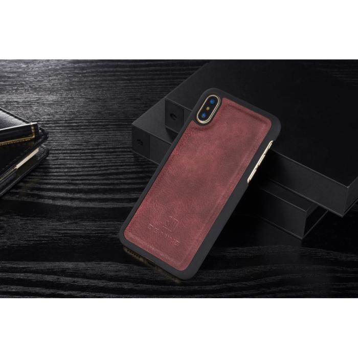 UTGATT1 - DG.MING 2 in 1 Split Plånboksfodral Apple iPhone XS / X - Röd