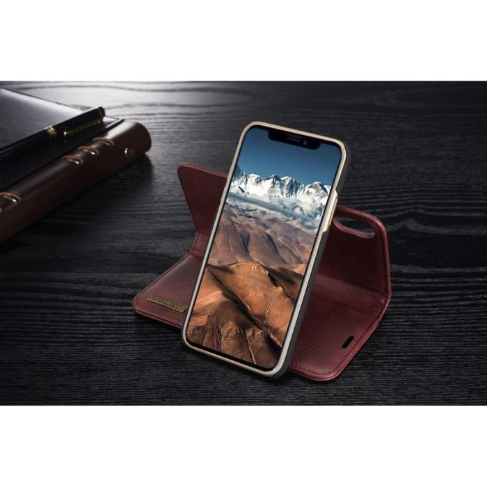 UTGATT1 - DG.MING 2 in 1 Split Plånboksfodral Apple iPhone XS / X - Röd
