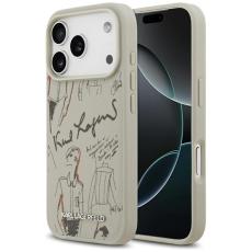 KARL LAGERFELD - Karl Lagerfeld iPhone 17 Pro Mobilskal MagSafe Grained Pattern & Logo - Grå