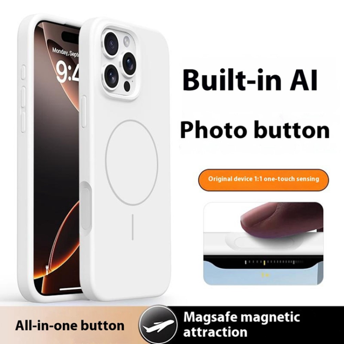 A-One Brand - iPhone 16 Pro Mobilskal MagSafe Liquid Silikon Microfiber - Vit