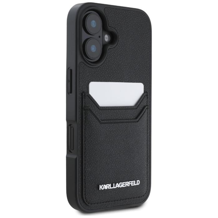 KARL LAGERFELD - Karl Lagerfeld Mobilskal till iPhone 16 MagSafe Grained Cardslot Metal Elong