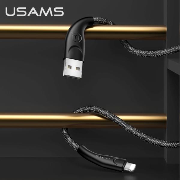 USAMS U41 Lightning Kabel flätad 1 m SJ391USB01 - Svart