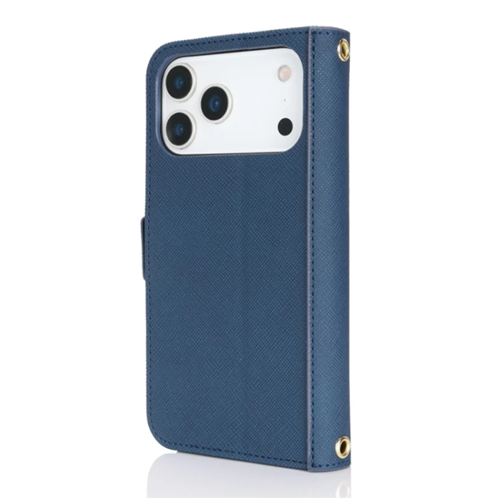 A-One Brand - iPhone 17 Pro Plånboksfodral Cross Texture med Axelrem - Blå