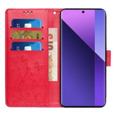 OEM - Samsung Galaxy A37 Pl&aring;nboksfodral Konstl&auml;der Blomtryck - R&ouml;d