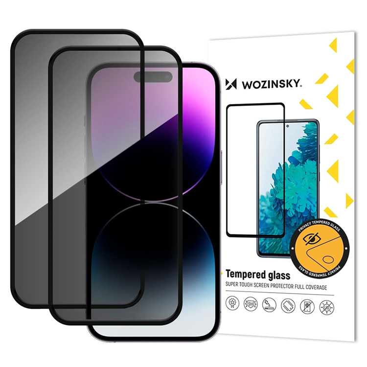 [2-Pack] Wozinsky iPhone 17 Pro Härdat Skärmskydd Privacy - Svart | 5468 | AlltMobil