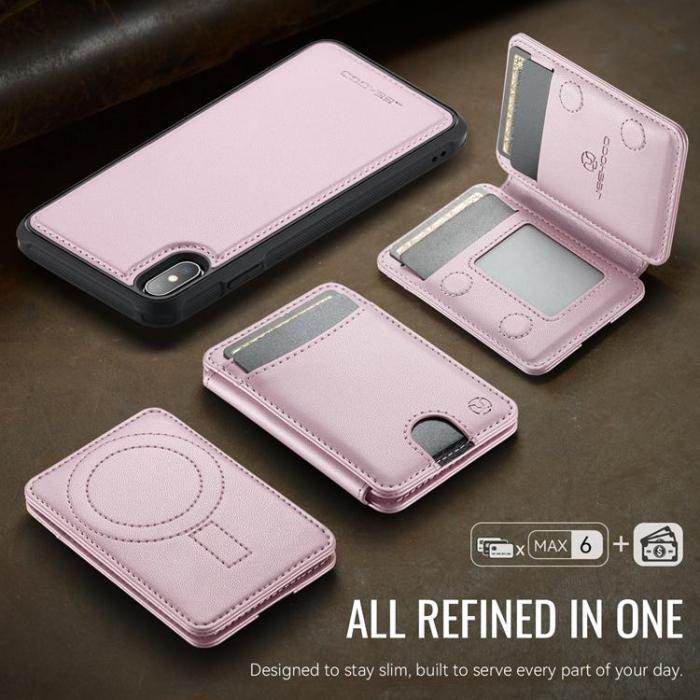 OEM - JEEHOOD iPhone X/XS Mobilskal KonstLäder MagSafe med Kortfack - Rosa