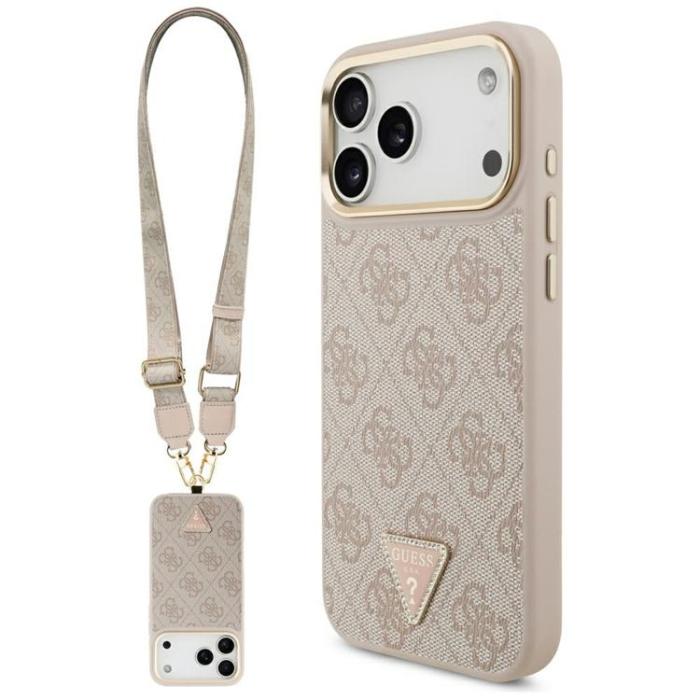 Guess - Guess iPhone 17 Pro Max Mobilskal MagSafe 4G Triangle & Big Strap - Rosa