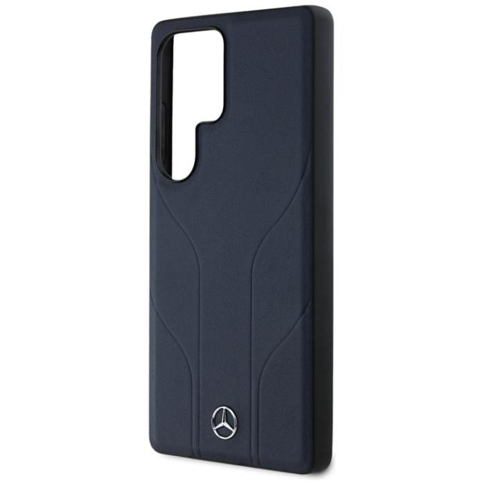 Mercedes - Mercedes Galaxy S25 Ultra Mobilskal MagSafe Läder Debossed Lines - Blå