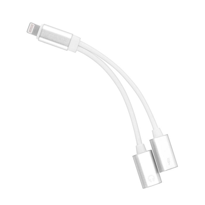 Forcell - Adapter HF/audio Lightning-to-Lightning - Svart/Silver