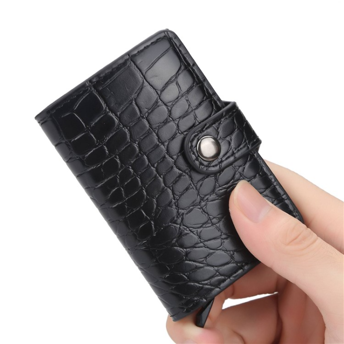 BAELLERRY - BAELLERRY Korthållare RFID Automatic Pop Up Crocodile - Coffee