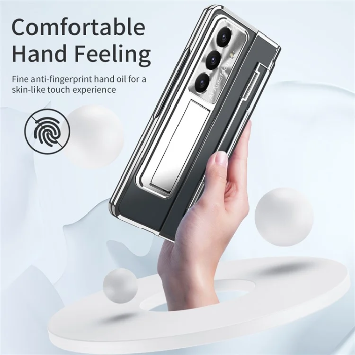 A-One Brand - Galaxy Z Fold 7 Mobilskal Kickstand med Skärmskydd - Silver