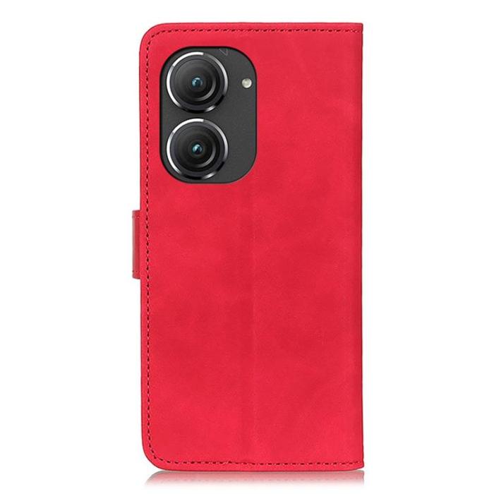 KHAZNEH - KHAZNEH Asus Zenfone 9 Plånboksfodral Retro Flip - Röd