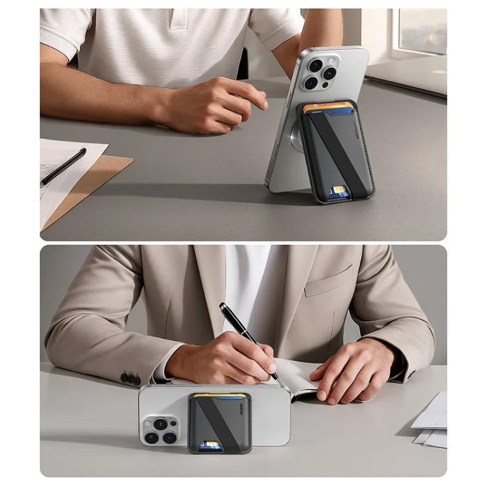 Joyroom - Joyroom Magsafe Korthållare JR-ZS432 Kickstand med handrem - Svart