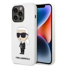 KARL LAGERFELD - Karl Lagerfeld iPhone 14 Pro Max Skal Silicone Ikonik - Vit