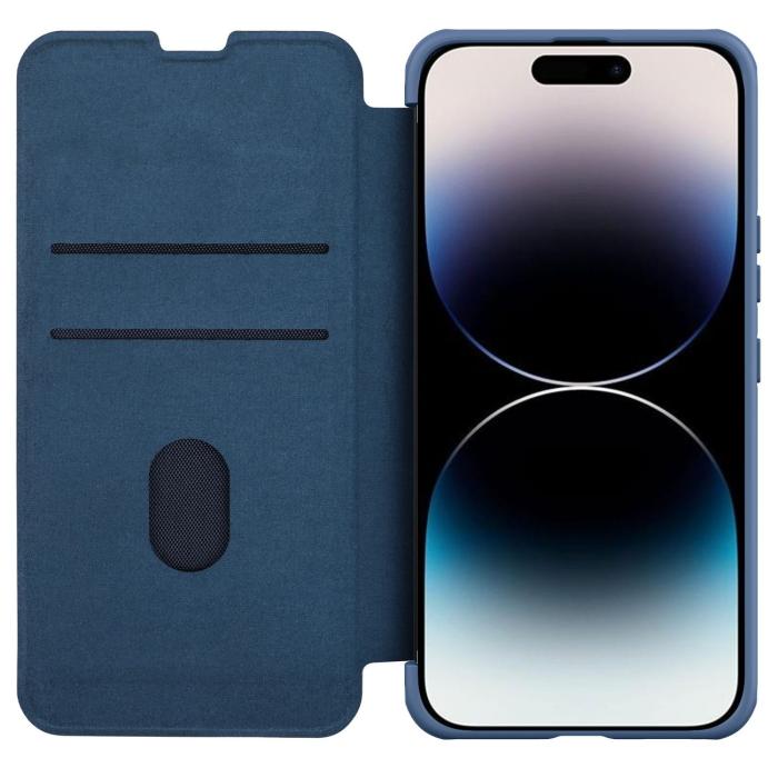 Nillkin - Nillkin iPhone 14 Pro Plånboksfodral Qin Cloth Pro - Blå