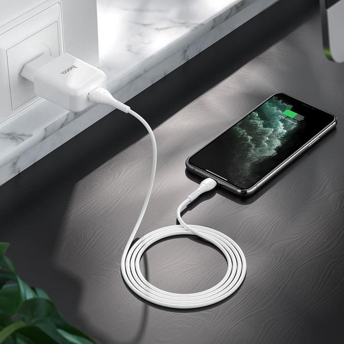 Hoco - HOCO travel charger USB + kabel till Lightning 2A N2 Vigour Vit