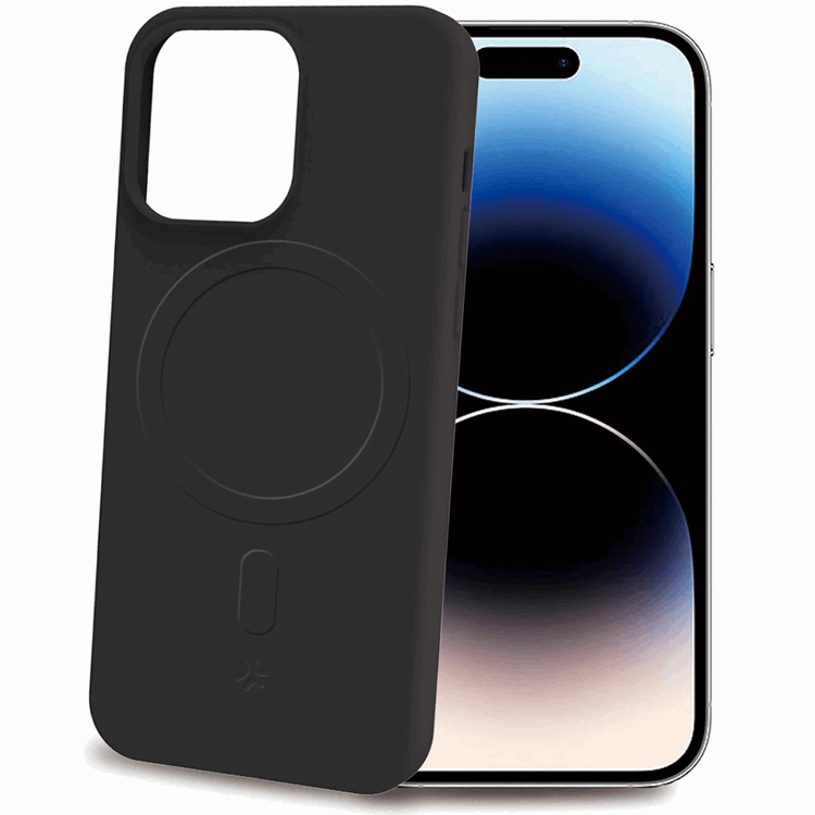Celly iPhone 15 Pro Mobilskal MagSafe Cromo Soft Rubber - Svart | 2353 | AlltMobil