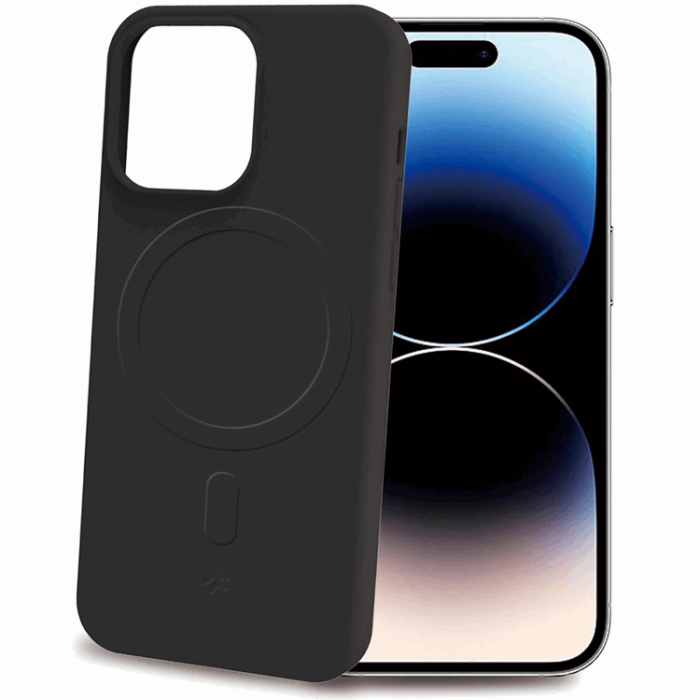 Celly - Celly iPhone 15 Pro Mobilskal MagSafe Cromo Soft Rubber - Svart