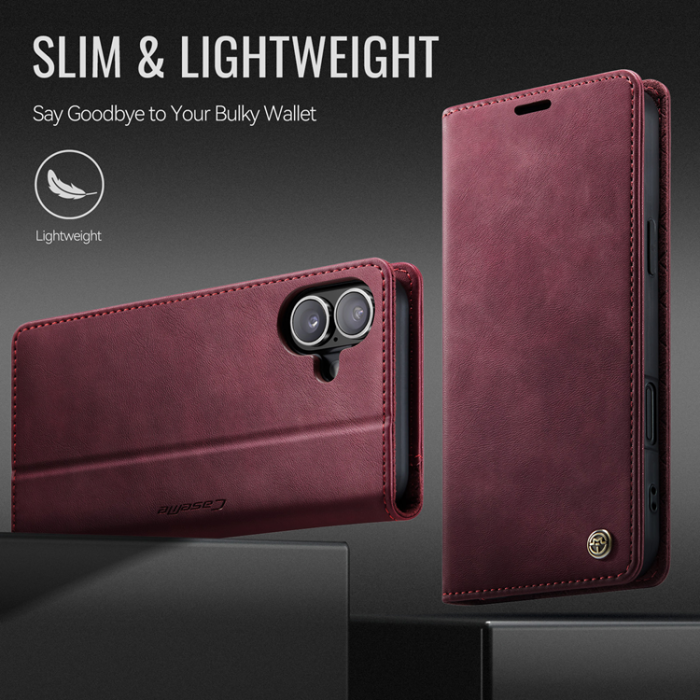Caseme - Caseme iPhone 17 Plånboksfodral RFID Blocking 033 Series - Röd