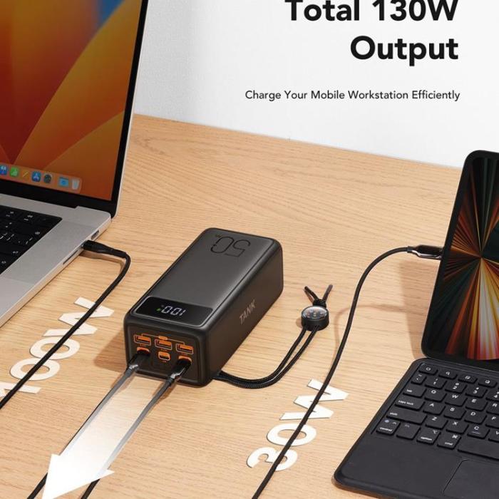 Veger - VEGER Powerbank 56000 mAh PD QC 3.0 5A 130W Tank Boost - Svart