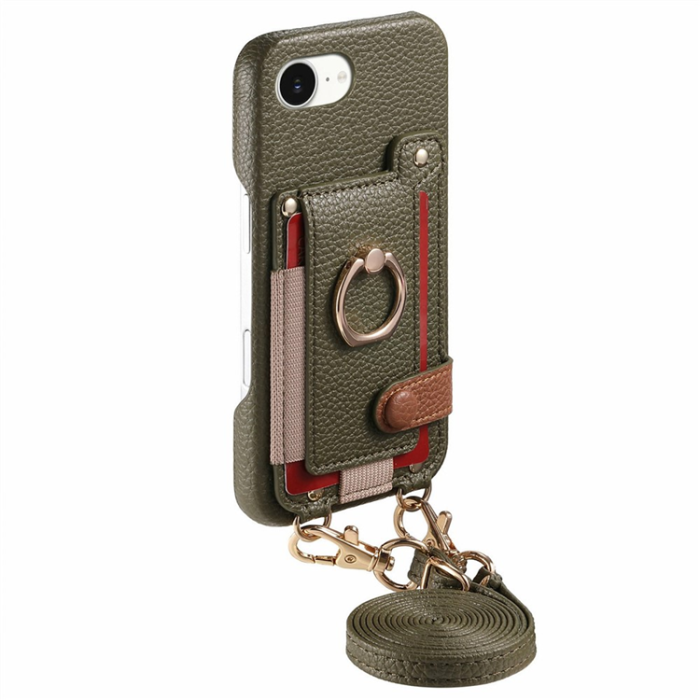 A-One Brand - iPhone 16e Mobilskal med Korthållare Ring Kickstand