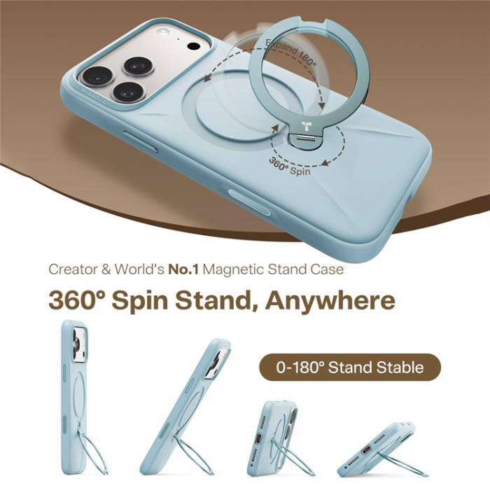 Torras - TORRAS iPhone 17 Pro Mobilskal MagSafe Ostand Q Pro - Babyblå