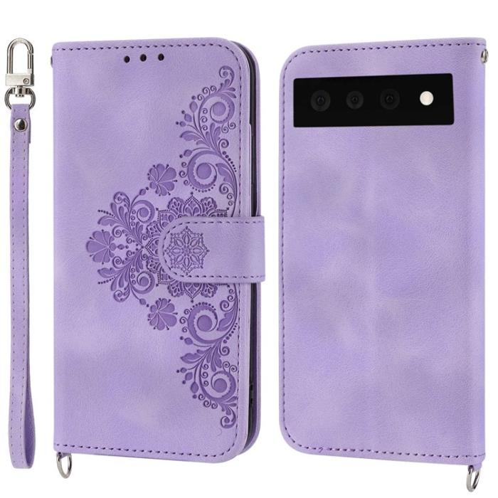 UTGATT1 - Google Pixel 7 Pro Plånboksfodral Imprinted Flower - Lila