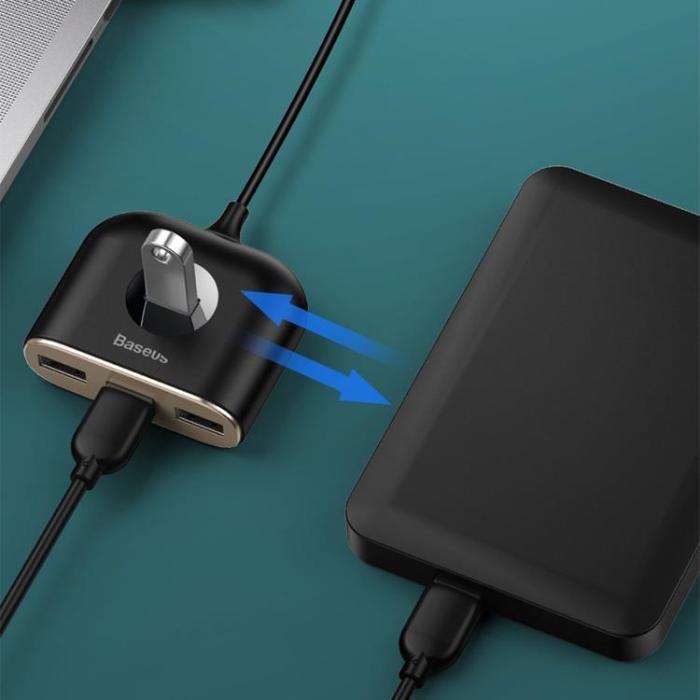 BASEUS - Baseus Square round 4 in 1 USB HUB Adapter - Svart