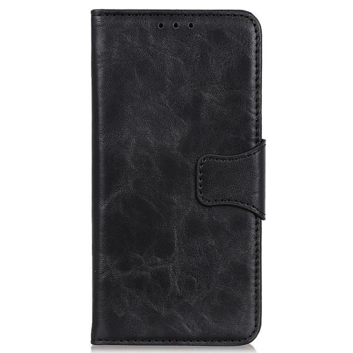 UTGATT1 - Sony Xperia 5 IV Plånboksfodral Äkta Läder Crazy Horse - Svart