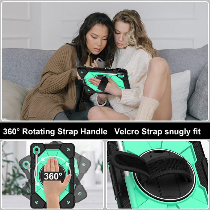A-One Brand - Galaxy Tab S10 FE/S9 FE/S9 Skal Kickstand med Rem - Mintgrön