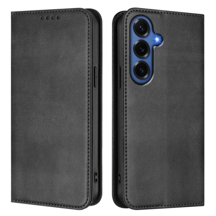 OEM - Samsung Galaxy S26+ Plånboksfodral Retro Textur RFID Skydd Konstläder - Svart